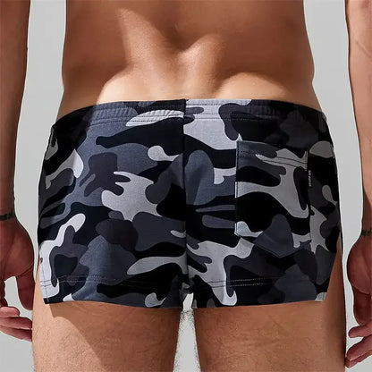 Seobean Men's Camouflage Boxer Shorts - Comfortable 100% Cotton Underwear for Men