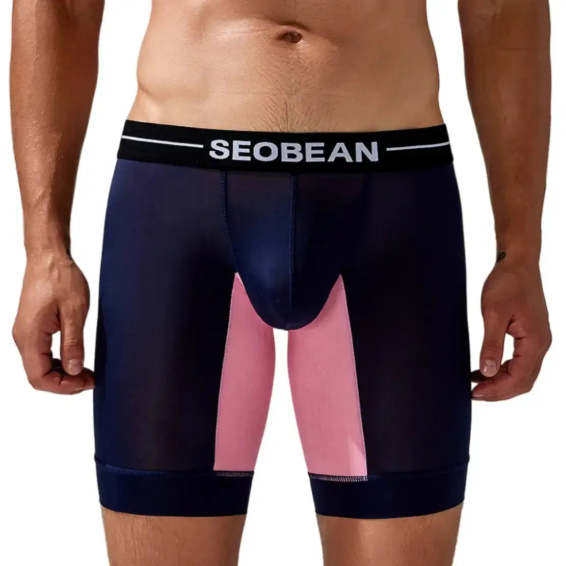 Seobean Men's Nylon - Spandex Long Boxer Briefs - Ideal for Summer Sleepwear