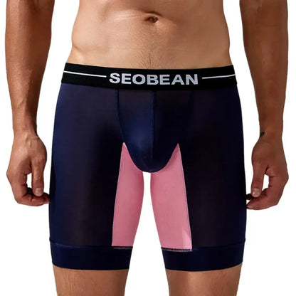 Seobean Men's Nylon - Spandex Long Boxer Briefs - Ideal for Summer Sleepwear
