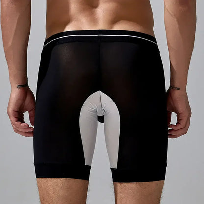 Seobean Men's Nylon - Spandex Long Boxer Briefs - Ideal for Summer Sleepwear
