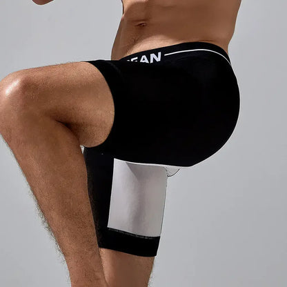 Seobean Men's Nylon - Spandex Long Boxer Briefs - Ideal for Summer Sleepwear
