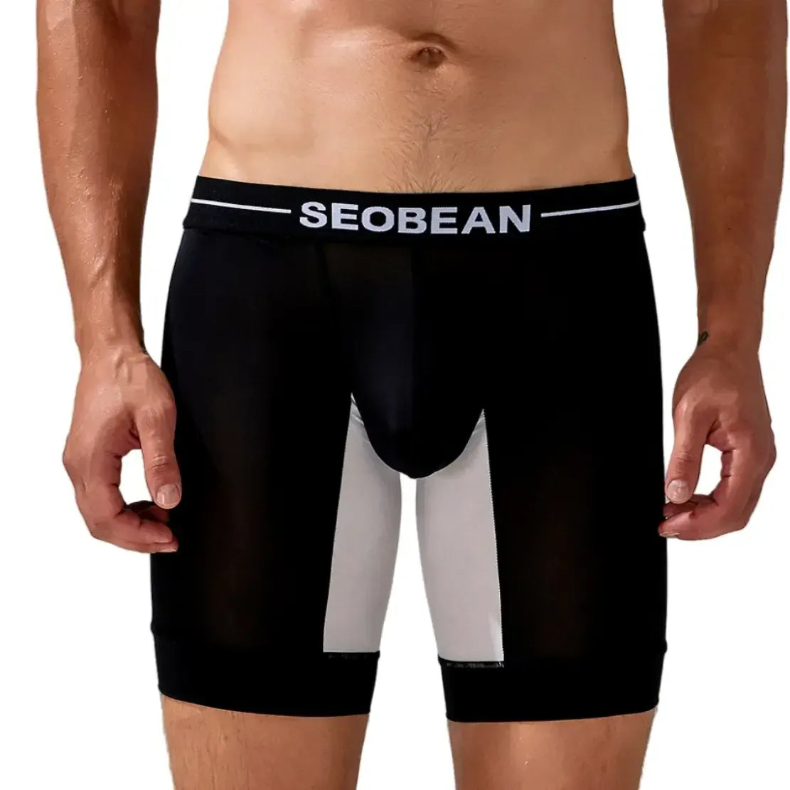 Seobean Men's Nylon - Spandex Long Boxer Briefs - Ideal for Summer Sleepwear
