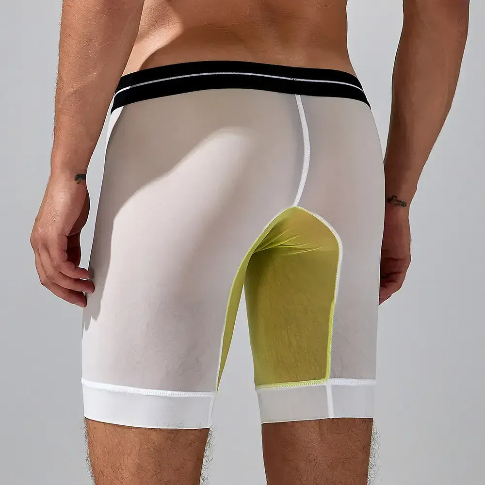 Seobean Men's Nylon - Spandex Long Boxer Briefs - Ideal for Summer Sleepwear