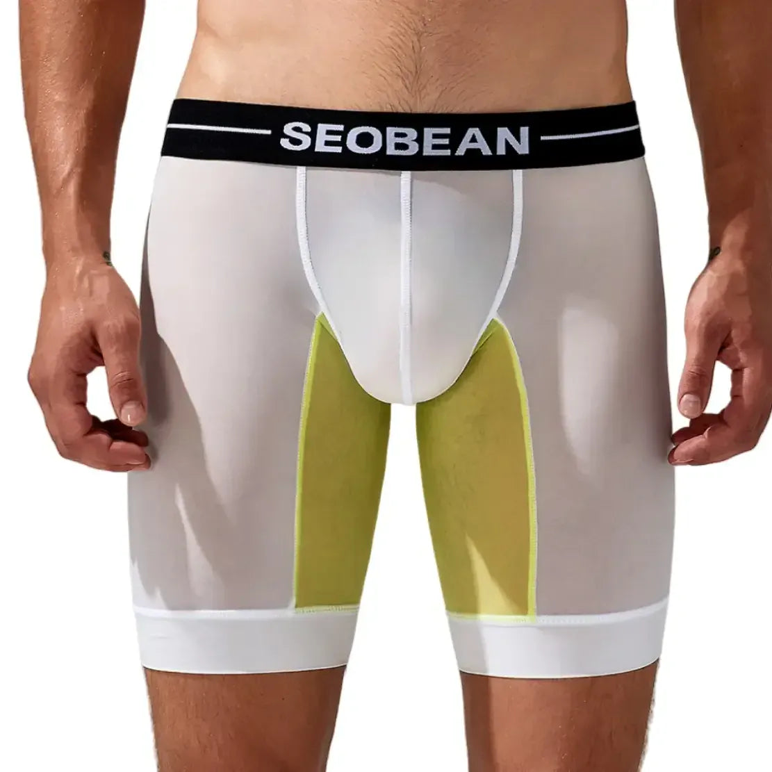 Seobean Men's Nylon - Spandex Long Boxer Briefs - Ideal for Summer Sleepwear