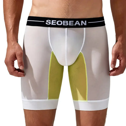 Seobean Men's Nylon - Spandex Long Boxer Briefs - Ideal for Summer Sleepwear