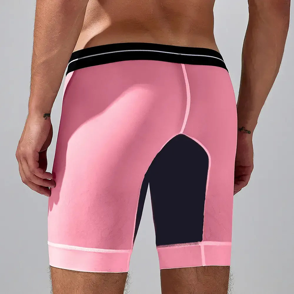 Seobean Men's Nylon - Spandex Long Boxer Briefs - Ideal for Summer Sleepwear