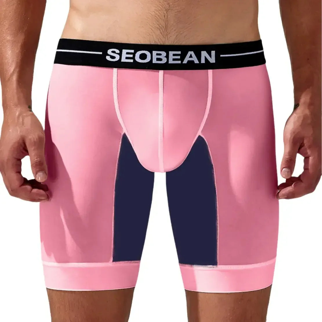 Seobean Men's Nylon - Spandex Long Boxer Briefs - Ideal for Summer Sleepwear