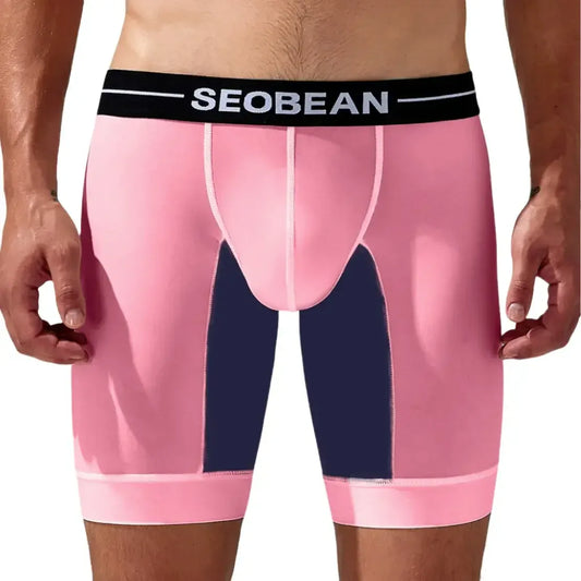 Seobean Men's Nylon - Spandex Long Boxer Briefs - Ideal for Summer Sleepwear