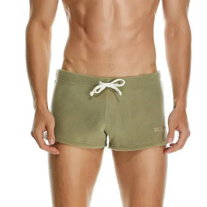 Seobean Men's Polar Fleece Boxer Shorts - Soft Sleepwear Lounge Shorts for Men