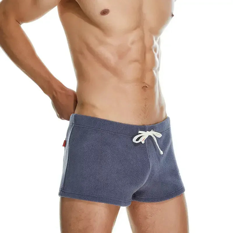 Seobean Men's Polar Fleece Boxer Shorts - Soft Sleepwear Lounge Shorts for Men