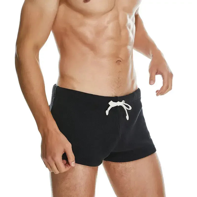 Seobean Men's Polar Fleece Boxer Shorts - Soft Sleepwear Lounge Shorts for Men