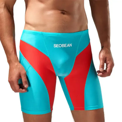 Seobean Seobean Compression Swim Boxers Long Length Swim Shorts for Men