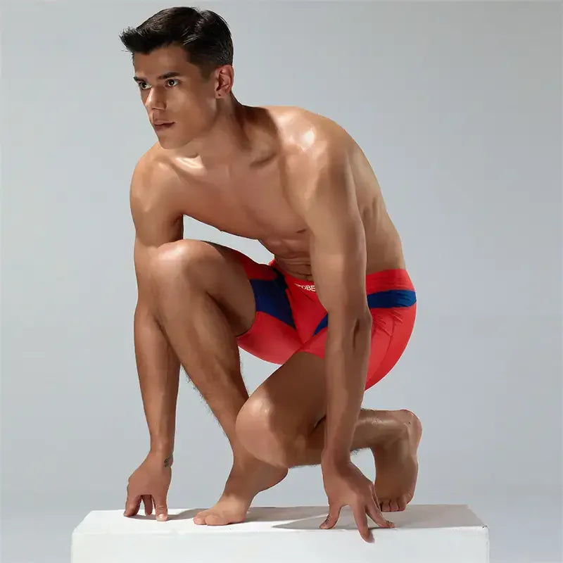 Seobean Seobean Compression Swim Boxers Long Length Swim Shorts for Men