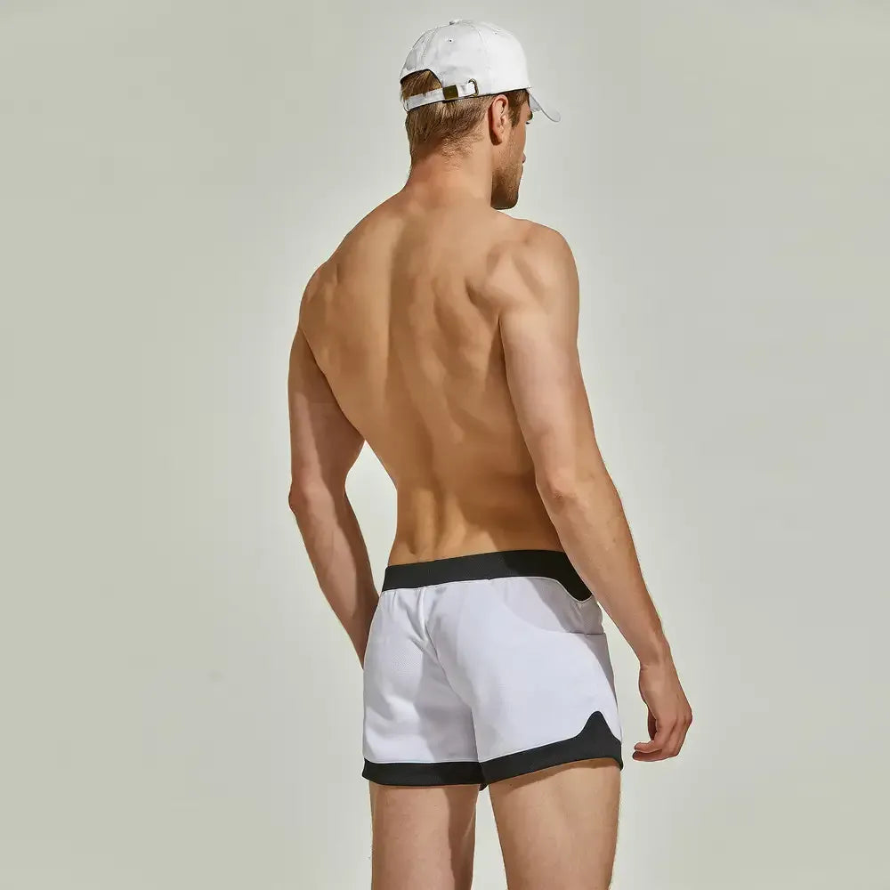 Seobean Seobean Curvy-Cut Men's Polyester Active Shorts - Stylish Multi-Pocket Design