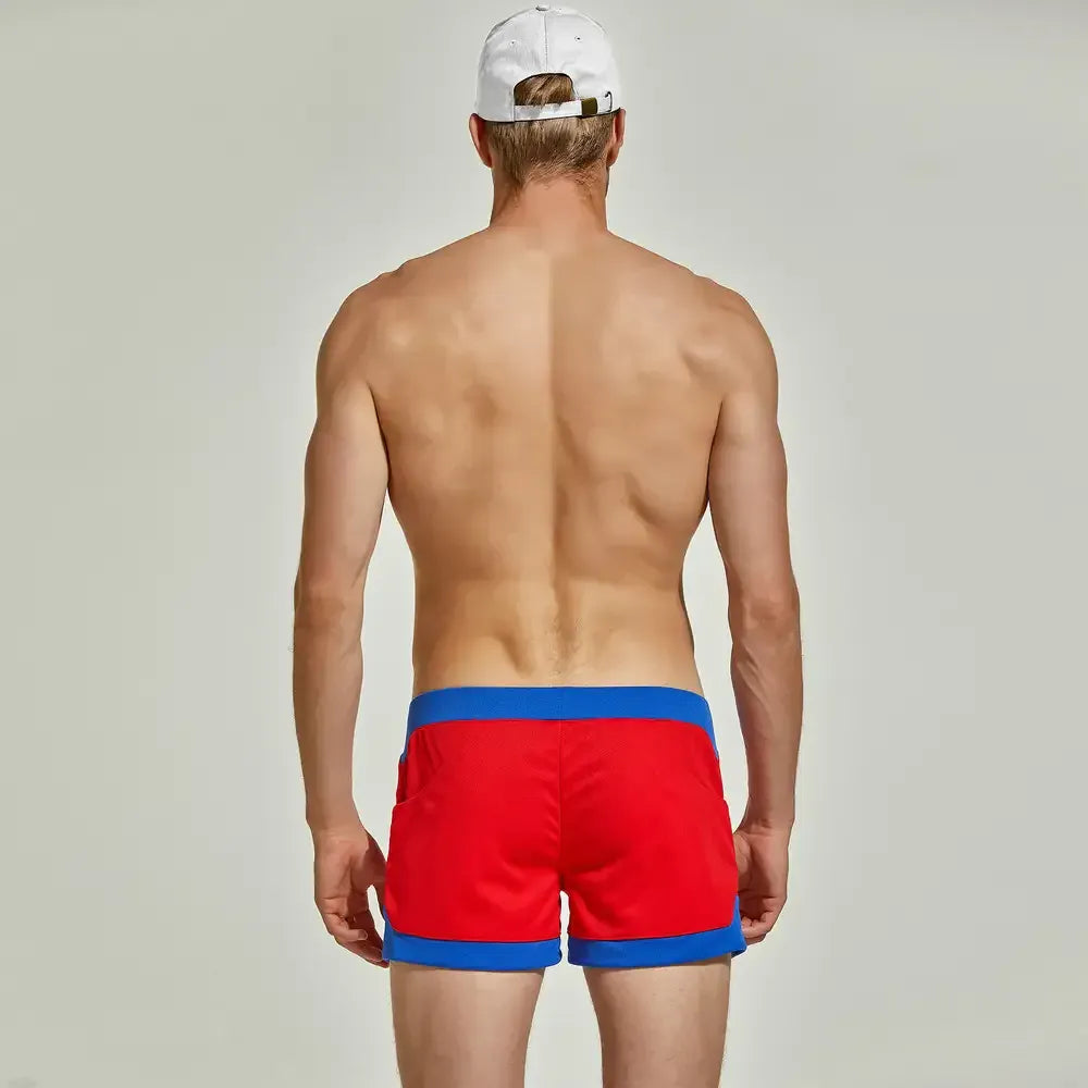 Seobean Seobean Curvy-Cut Men's Polyester Active Shorts - Stylish Multi-Pocket Design