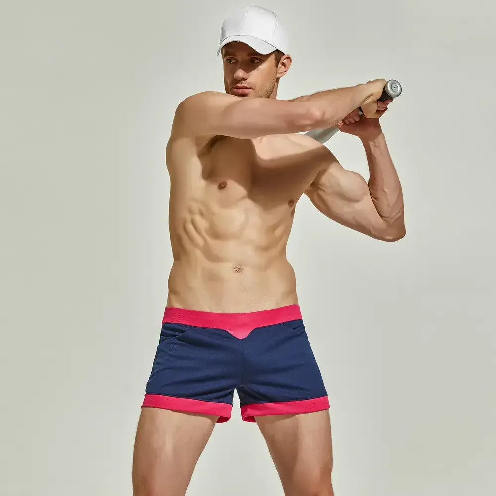 Seobean Seobean Curvy-Cut Men's Polyester Active Shorts - Stylish Multi-Pocket Design
