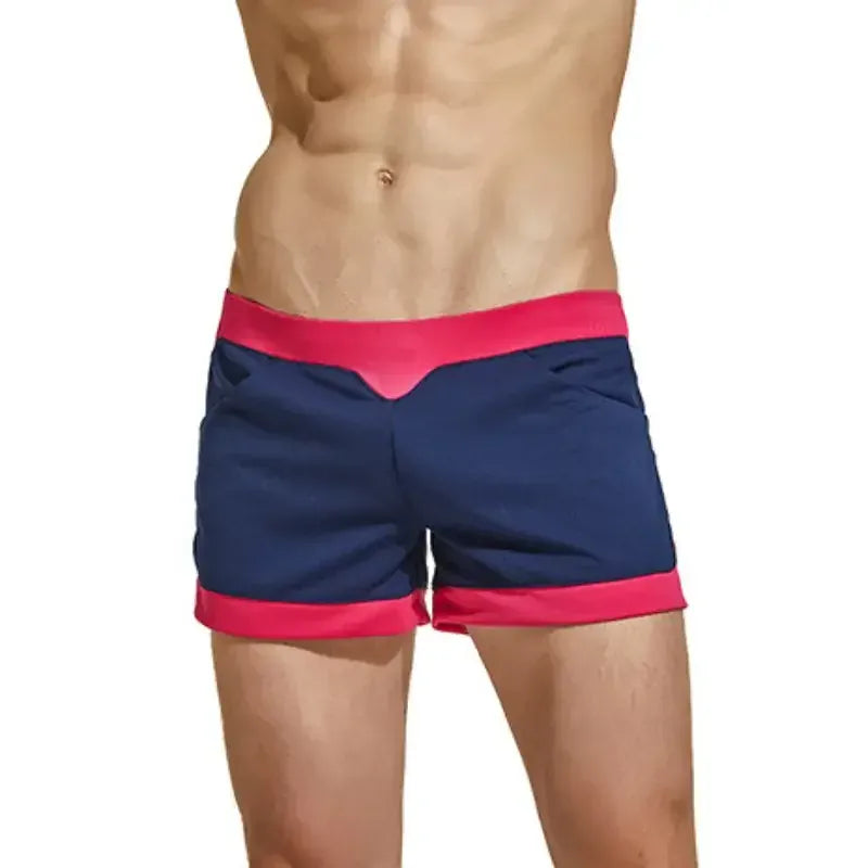 Seobean Seobean Curvy-Cut Men's Polyester Active Shorts - Stylish Multi-Pocket Design