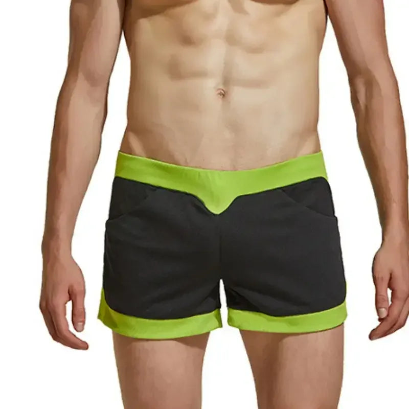 Seobean Seobean Curvy-Cut Men's Polyester Active Shorts - Stylish Multi-Pocket Design