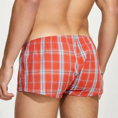 Seobean SEOBEAN Men's Casual Checkered Boxers - 100% Cotton Lightweight Underwear for Everyday Comfort