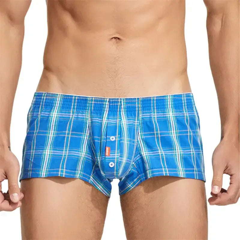 Seobean SEOBEAN Men's Casual Checkered Boxers - 100% Cotton Lightweight Underwear for Everyday Comfort