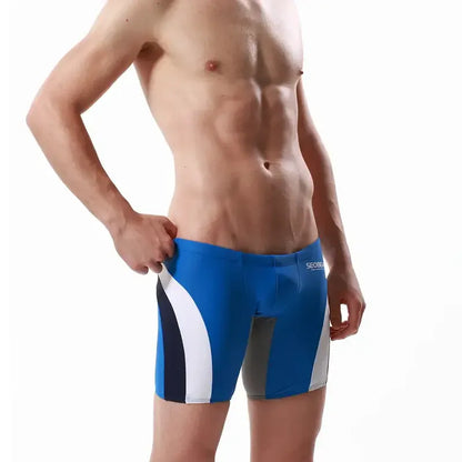Seobean Seobean Men's Compression Swimwear - Long Flat-Front Swim Shorts