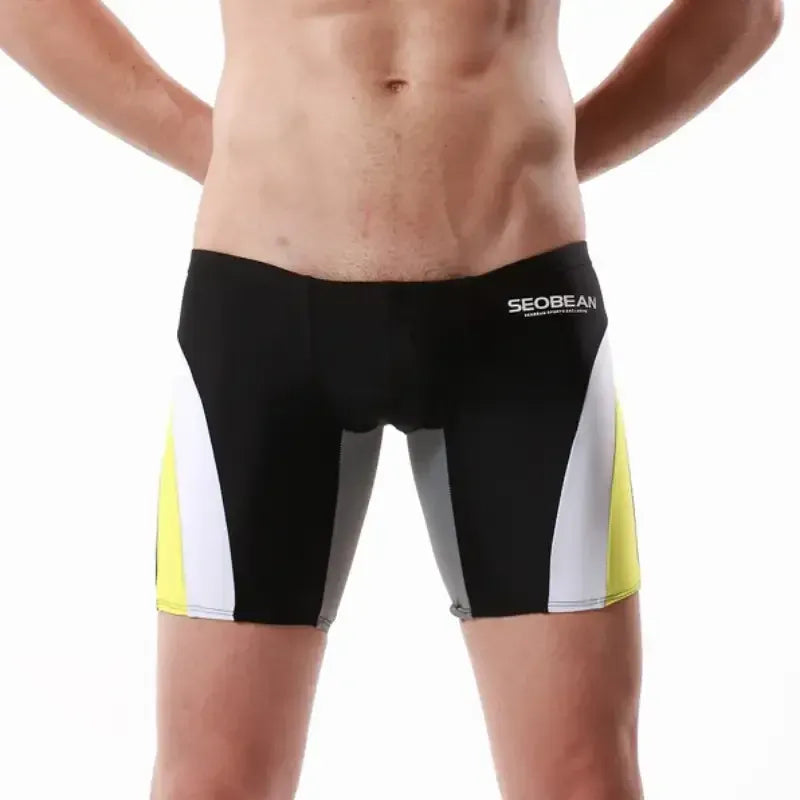 Seobean Seobean Men's Compression Swimwear - Long Flat-Front Swim Shorts