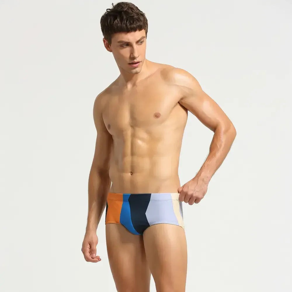 Seobean Seobean Men's Low-Rise Color Block Swim Trunks – 2024 New Swim Briefs