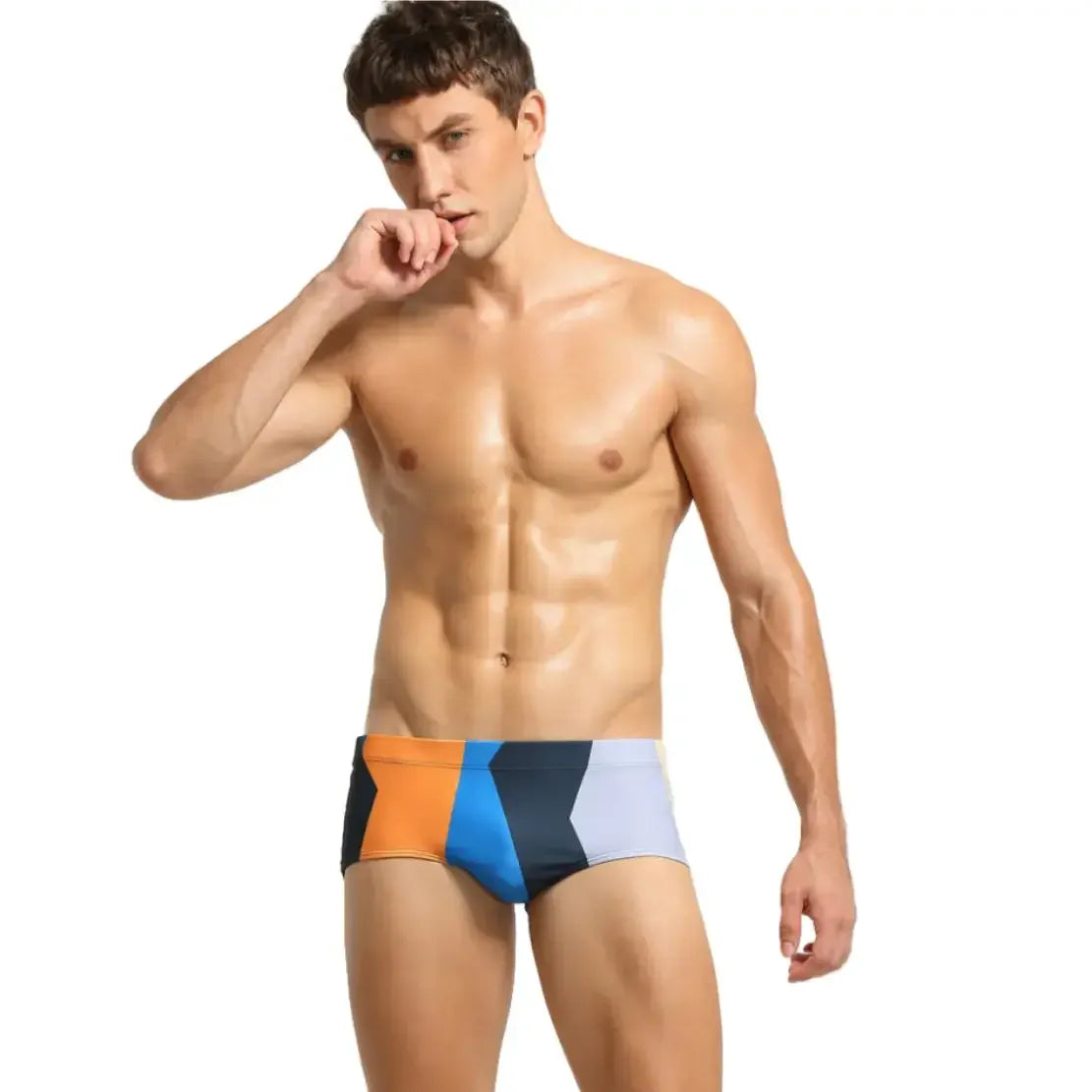 Seobean Seobean Men's Low-Rise Color Block Swim Trunks – 2024 New Swim Briefs