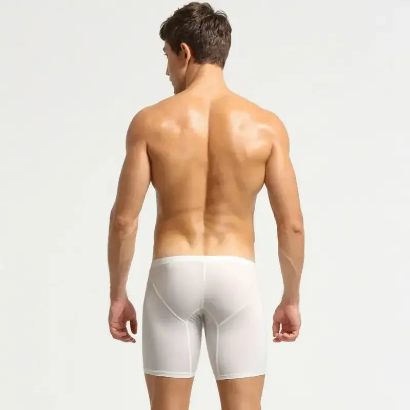 Seobean Seobean Men's Low Rise Long Boxer Briefs, Nylon Spandex Blend with Elastic Waistband