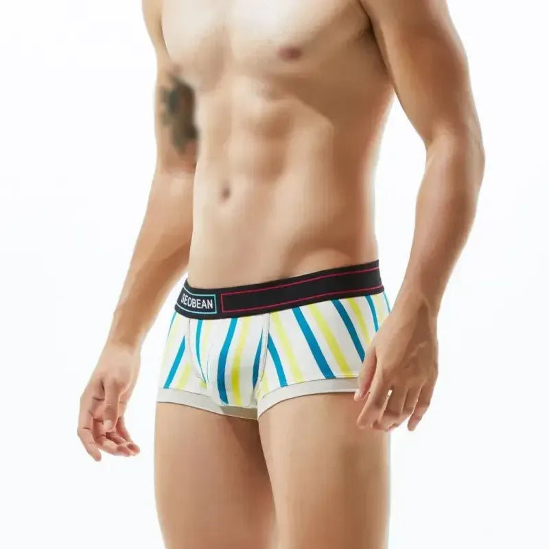 Seobean Seobean Men's Low Rise Stripe Boxer Briefs Cotton Stretch Trunk Underwear
