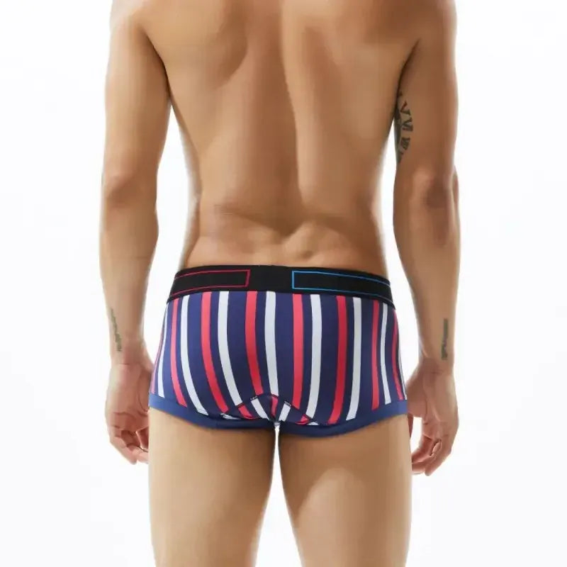 Seobean Seobean Men's Low Rise Stripe Boxer Briefs Cotton Stretch Trunk Underwear