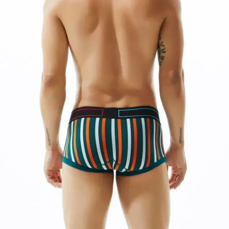 Seobean Seobean Men's Low Rise Stripe Boxer Briefs Cotton Stretch Trunk Underwear