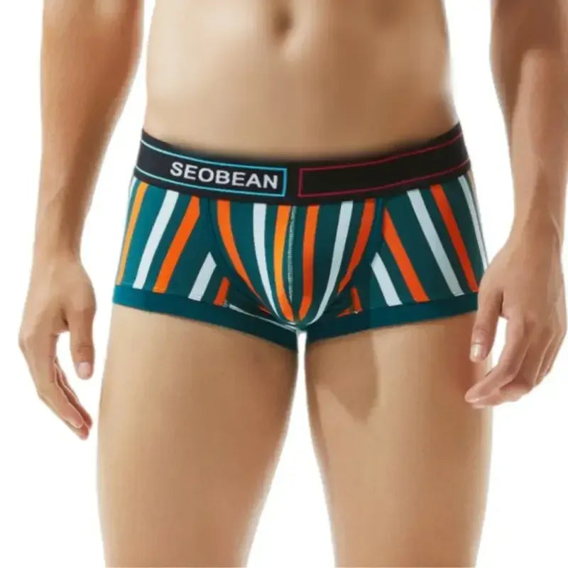Seobean Seobean Men's Low Rise Stripe Boxer Briefs Cotton Stretch Trunk Underwear