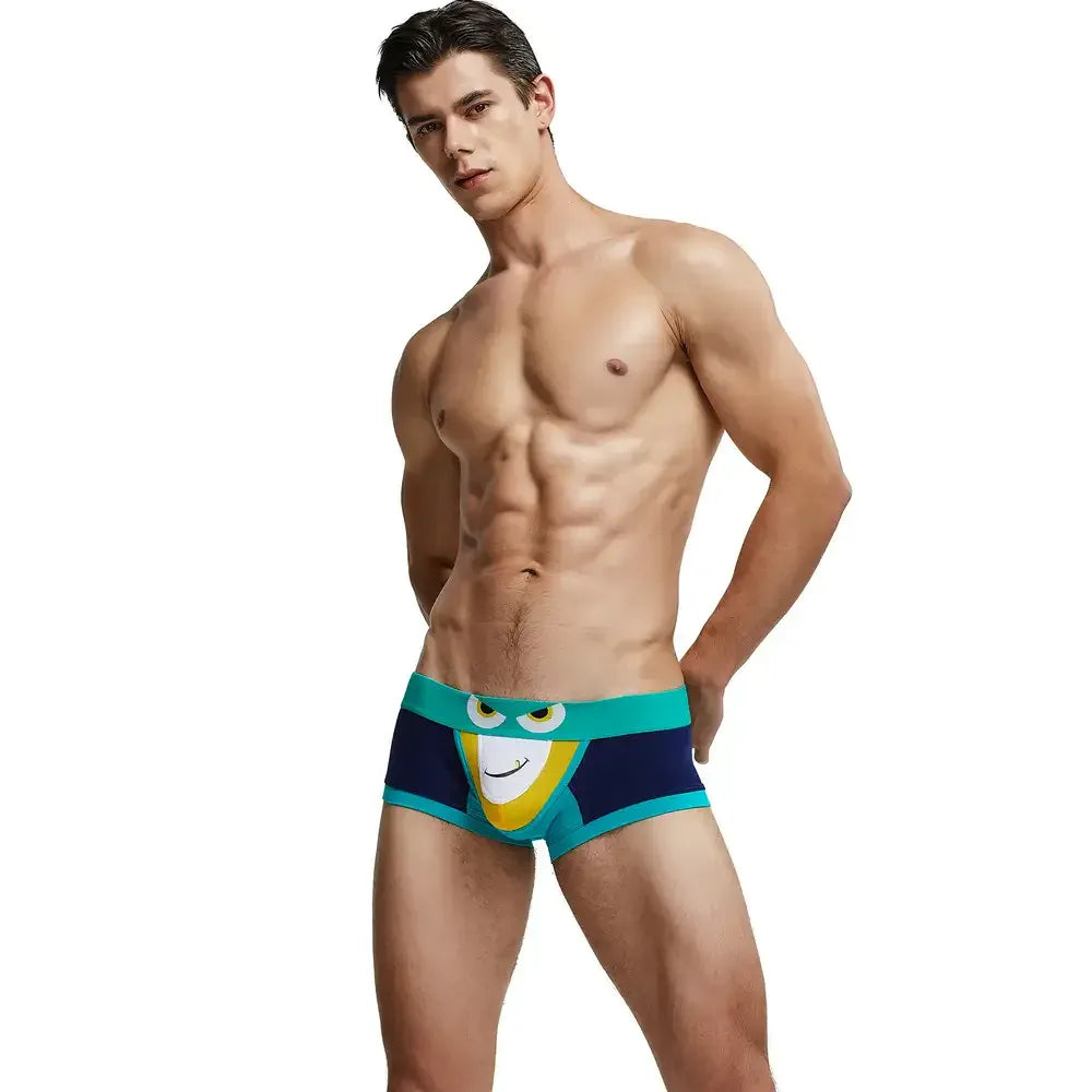 Seobean Seobean Men's Low-Rise Trunks Sexy Eye Print Cotton with Pouch