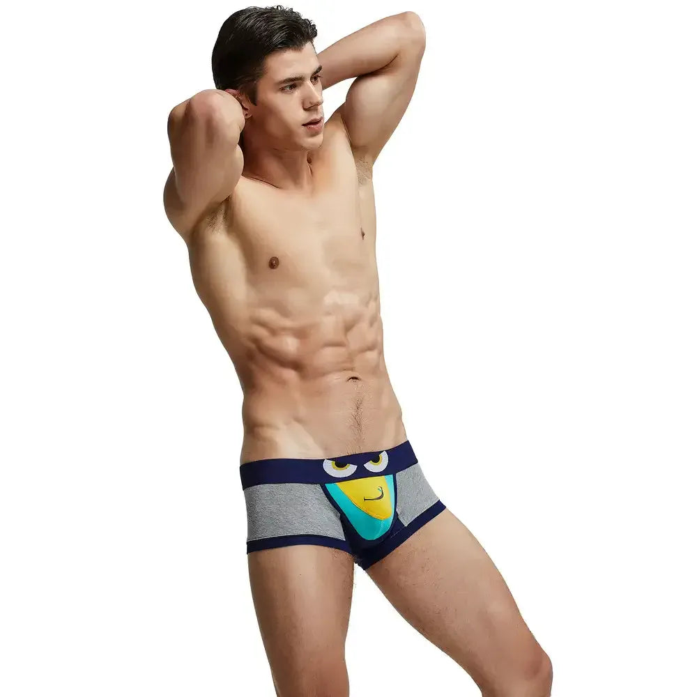 Seobean Seobean Men's Low-Rise Trunks Sexy Eye Print Cotton with Pouch