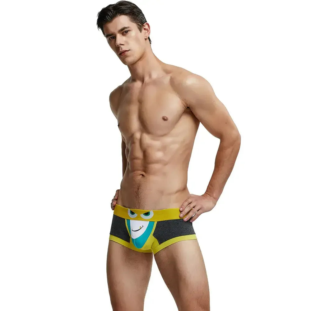 Seobean Seobean Men's Low-Rise Trunks Sexy Eye Print Cotton with Pouch