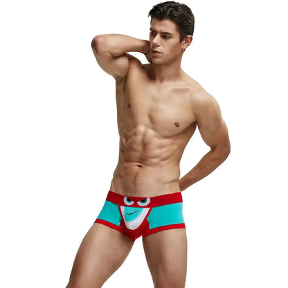 Seobean Seobean Men's Low-Rise Trunks Sexy Eye Print Cotton with Pouch