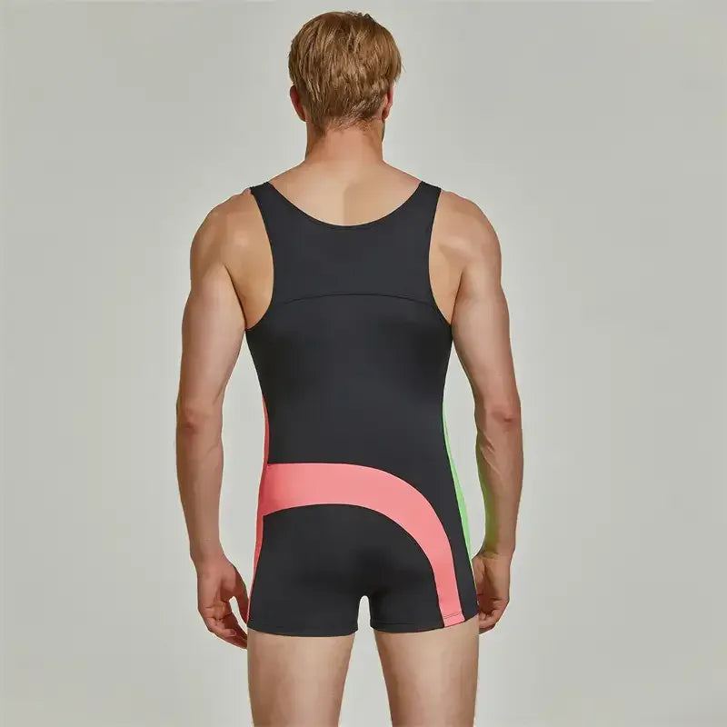 Seobean Seobean Men’s Nylon Color-Block Sleeveless Swimsuit – Unique Design for Stylish Swimming