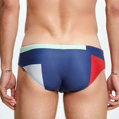 Seobean Seobean Men’s Sexy Low Rise Color Block Bikini Swimwear