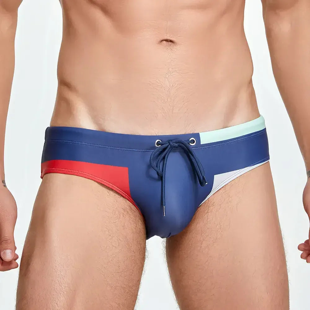 Seobean Seobean Men’s Sexy Low Rise Color Block Bikini Swimwear