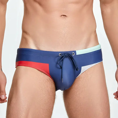 Seobean Seobean Men’s Sexy Low Rise Color Block Bikini Swimwear