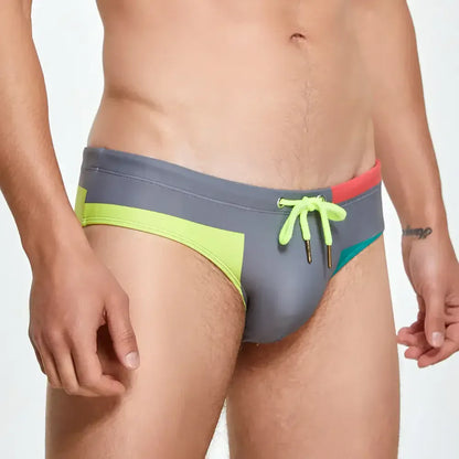Seobean Seobean Men’s Sexy Low Rise Color Block Bikini Swimwear