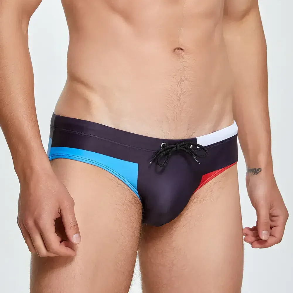Seobean Seobean Men’s Sexy Low Rise Color Block Bikini Swimwear