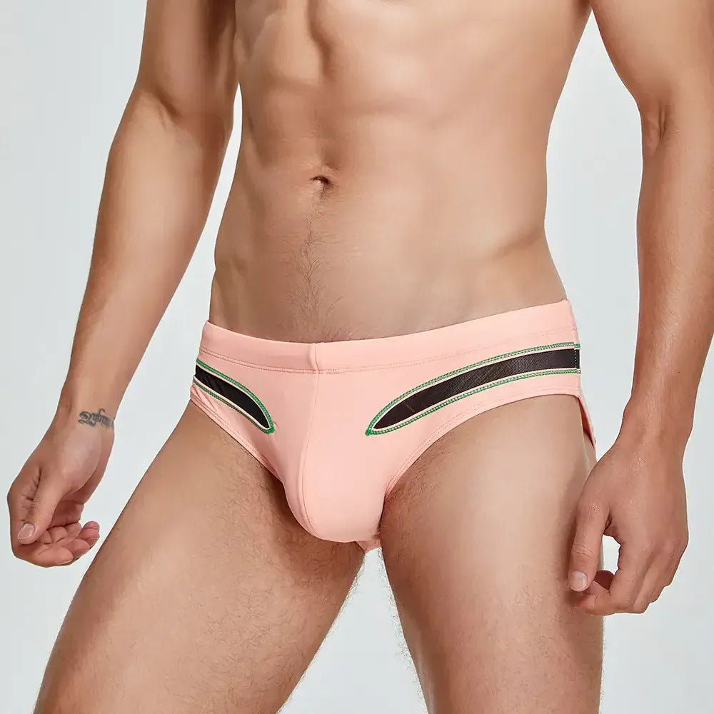Seobean Seobean Men's Sexy Low-Rise Swim Briefs with Mesh Inserts