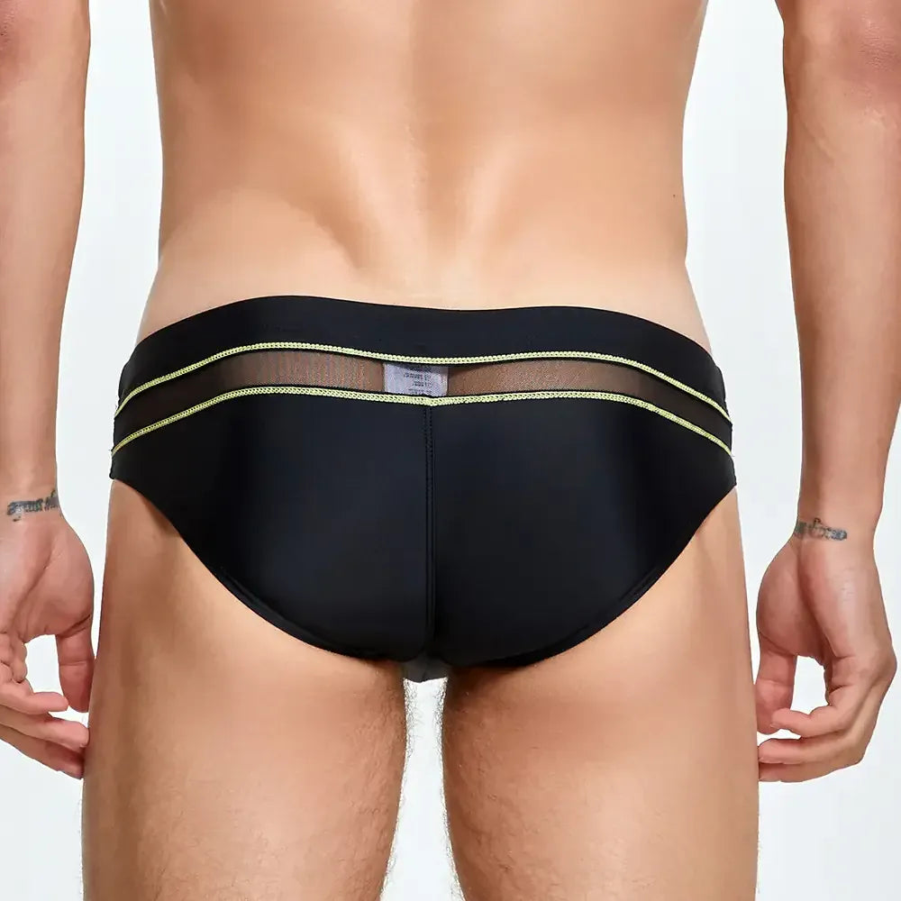 Seobean Seobean Men's Sexy Low-Rise Swim Briefs with Mesh Inserts