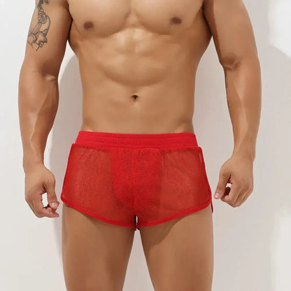 Seobean Seobean Men's Sexy Mesh Trunks: Breathable Athletic Home Shorts