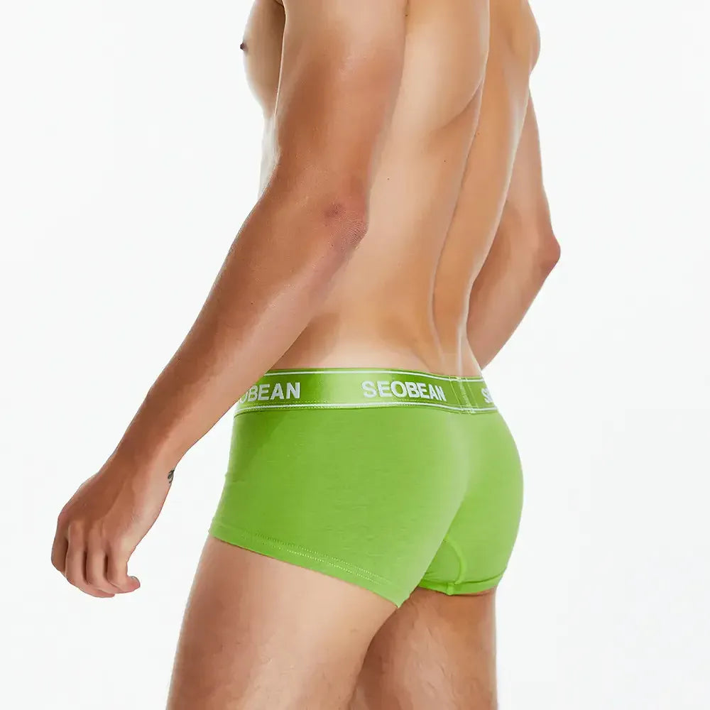 Seobean Seobean Men's Sexy Solid Boxer Briefs Male Underwear