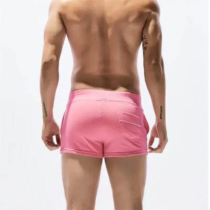 Seobean Seobean Men's Solid Boxer Shorts Three Pockets Casual Lounge Shorts