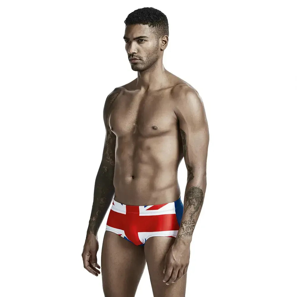 Seobean Seobean Men's Swim Trunks - Stylish Flag Print, Sexy Swimwear for Men