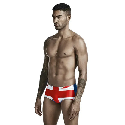 Seobean Seobean Men's Swim Trunks - Stylish Flag Print, Sexy Swimwear for Men